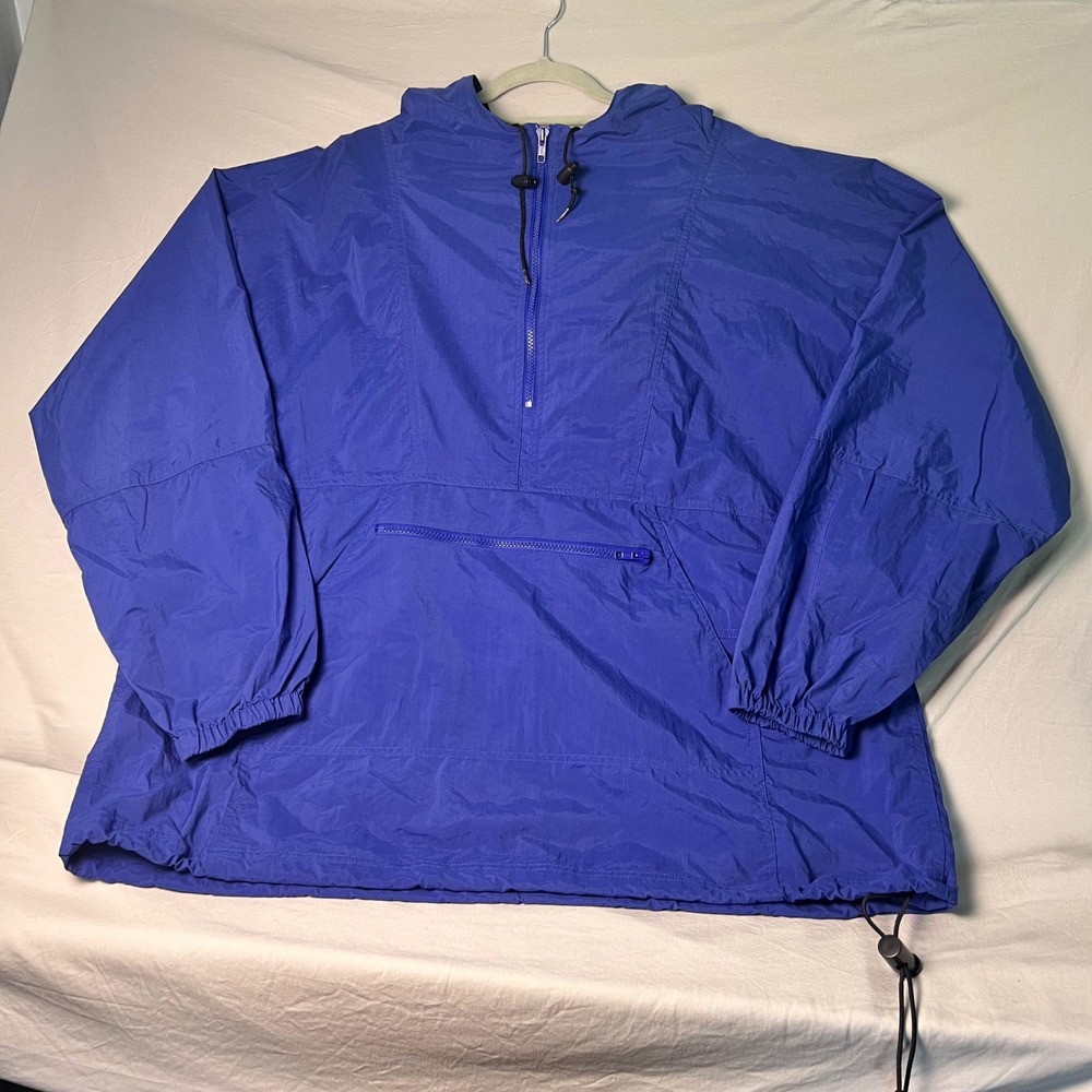 Great Lakes Recreation Vintage Royal Blue Nylon Half Zip Anorak Windbreaker L